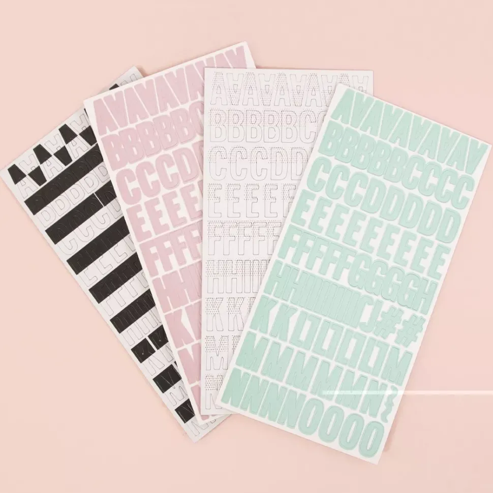 Abecedario Adhesivo Chipboard Puntos Rose Gold Craftelier