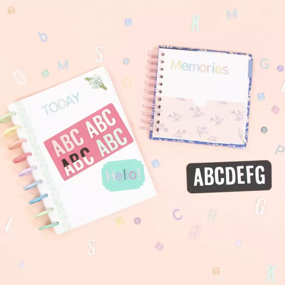 Abecedario Adhesivo Chipboard Puntos Rose Gold Craftelier