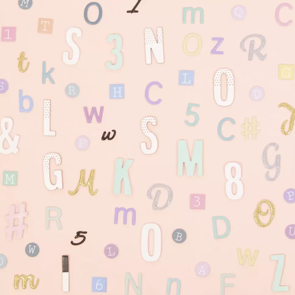 Abecedario Adhesivo Chipboard Puntos Rose Gold Craftelier