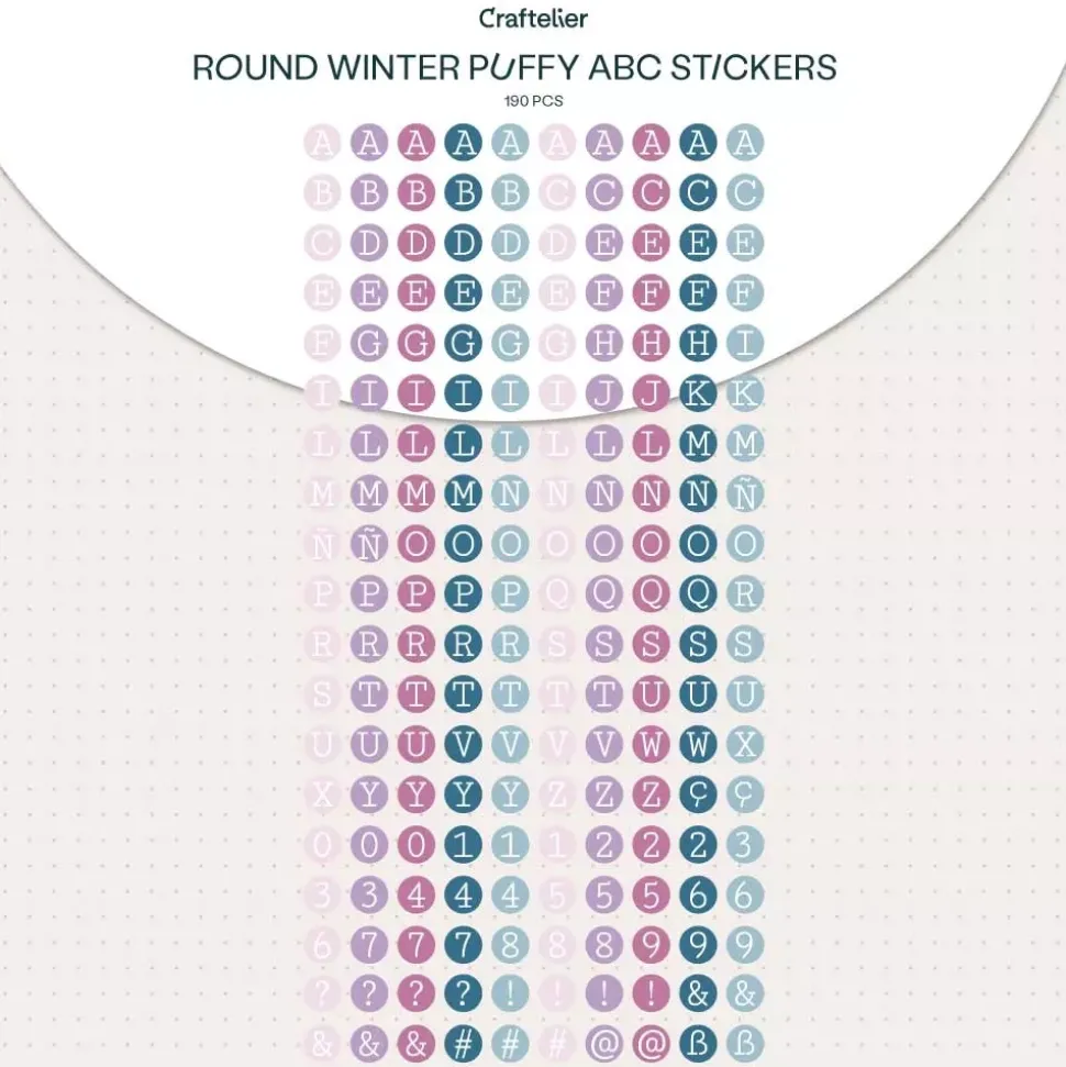 Abecedario Adhesivo Puffy Winter Redondo Craftelier