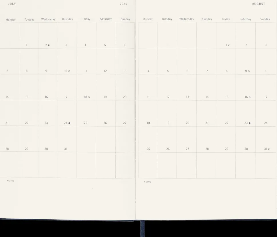 Agenda Classic 2025 semanal horizontal negro tapa dura Moleskine 13x21cm