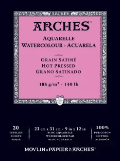 Bloc acuarela Arches encolado a 1 lado grano satinado 185 g/m² 23x31cm