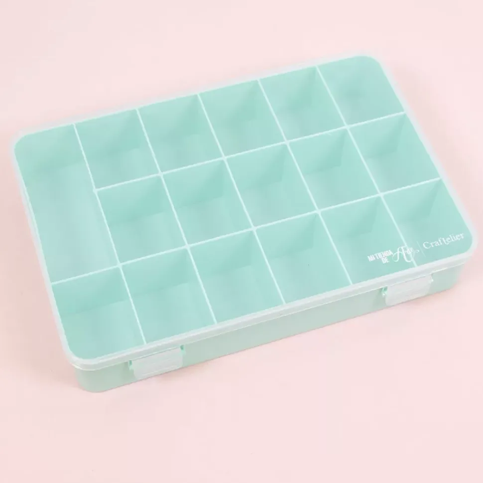 Caja con 17 Compartimentos Turquesa Craftelier