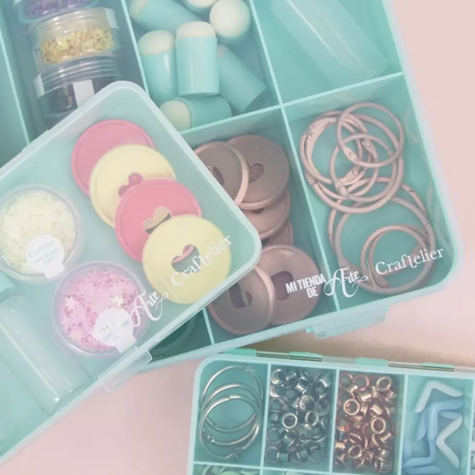 Caja con 17 Compartimentos Turquesa Craftelier