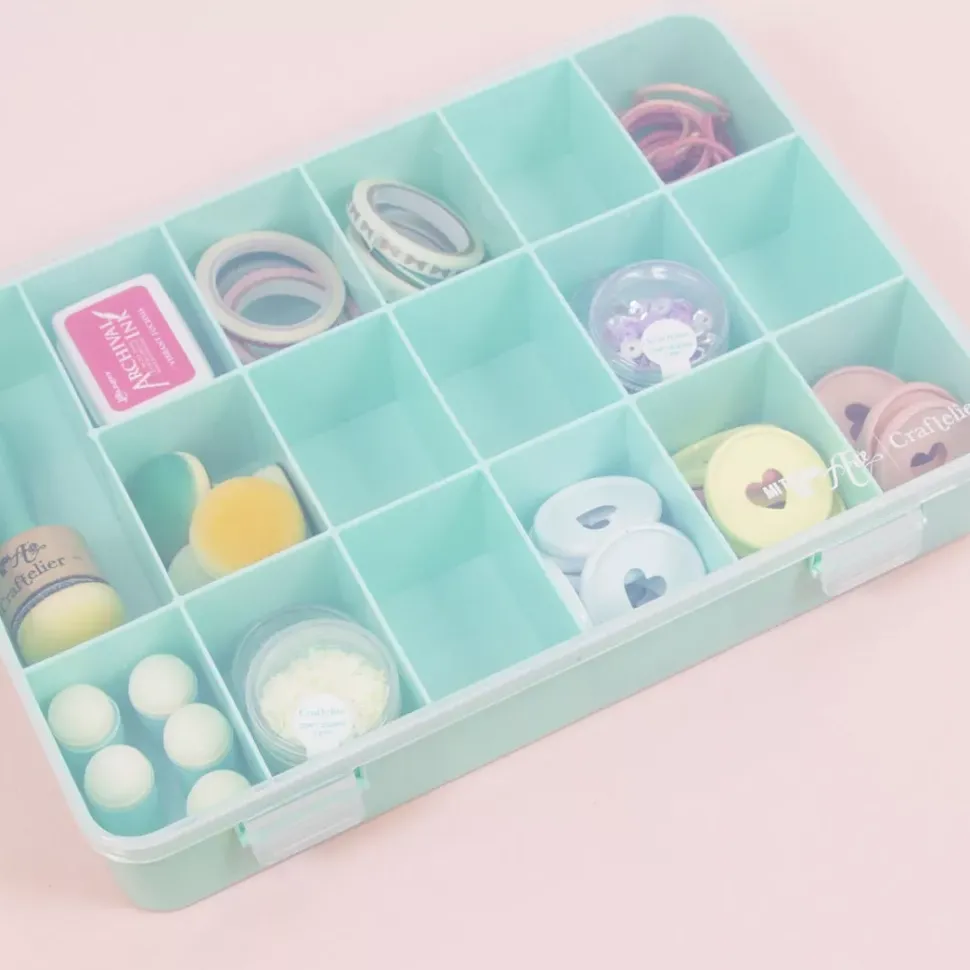 Caja con 17 Compartimentos Turquesa Craftelier