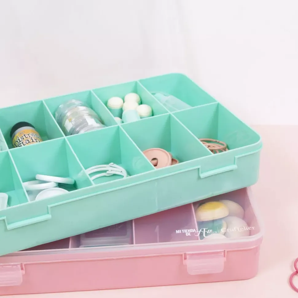 Caja con 17 Compartimentos Turquesa Craftelier