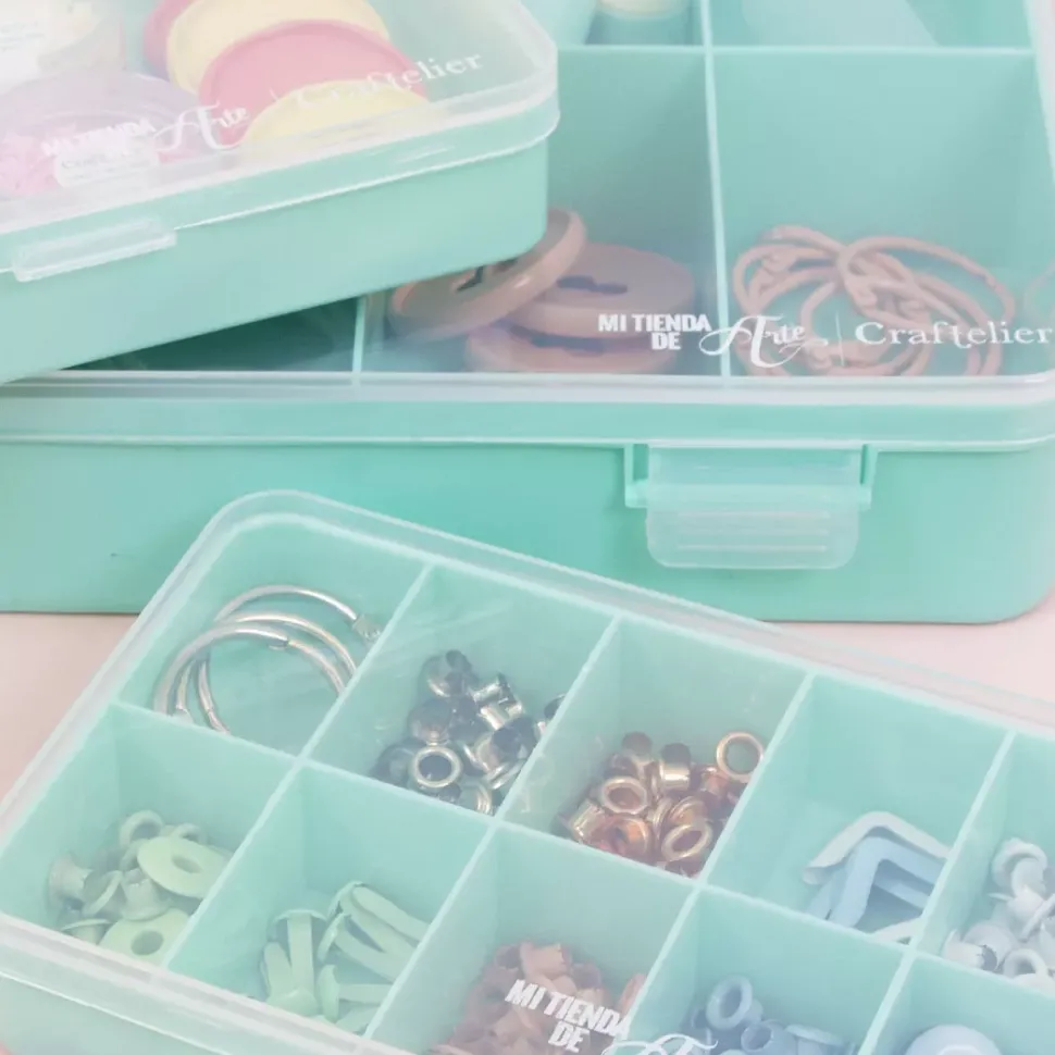 Caja con 17 Compartimentos Turquesa Craftelier