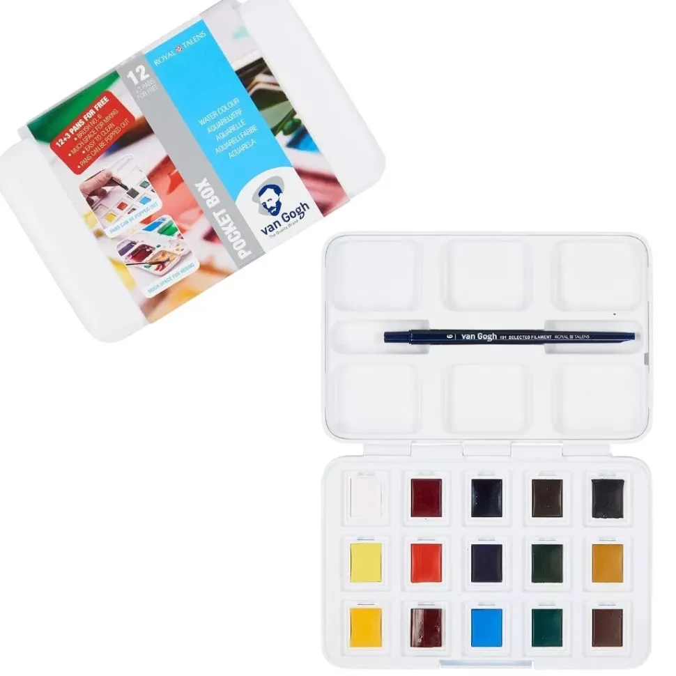 Caja de acuarela 12+3 pastillas Van Gogh