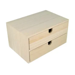 Caja de madera rectangular de dos cajones 24x16x13,3cm