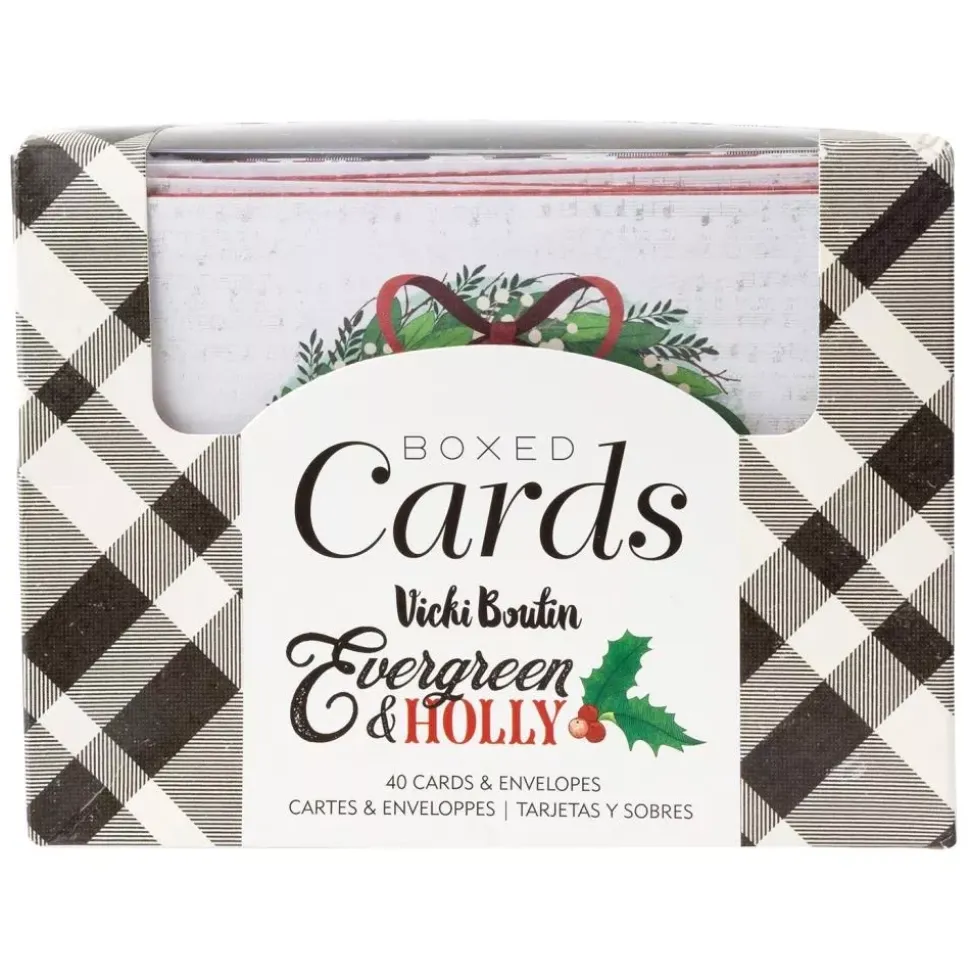 Caja de Sobres y Postales Evergreen & Holly Vicki Boutin