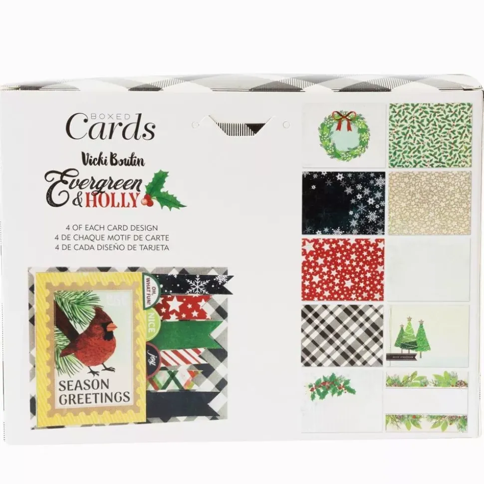Caja de Sobres y Postales Evergreen & Holly Vicki Boutin