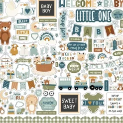 Cardstock Stickers Special Delivery Baby Boy Echo Park 30x30cm