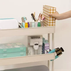 Carrito Con 3 Bandejas Blanco Roto Craftelier 60cm