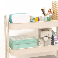 Carrito Con 3 Bandejas Blanco Roto Craftelier 60cm