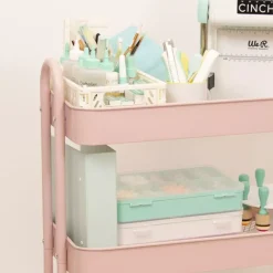 Carrito Con 3 Bandejas Rosa Craftelier 60cm