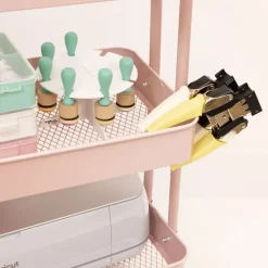 Carrito Con 3 Bandejas Rosa Craftelier 60cm