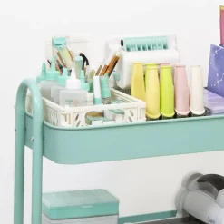 Carrito Con 3 Bandejas Turquesa Craftelier 60cm