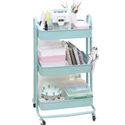 Carrito con 3 bandejas Turquesa Craftelier