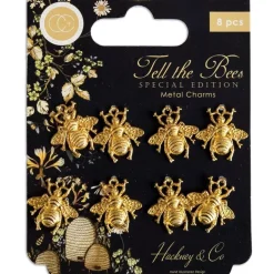 Charms Metálicos Gold Bees Tell the Bees Craft Consortium