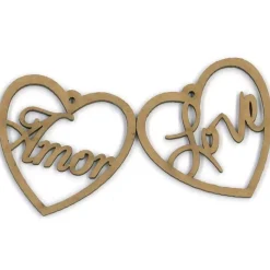 Chipboard Set 2 corazónes Love - Dayka