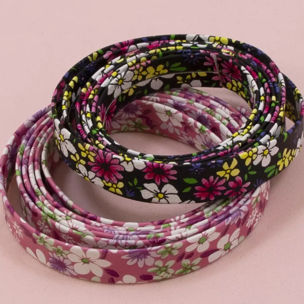 Cinta de Ecopiel Flores Rosa Craftelier 1cm