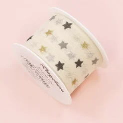 Cinta Estampada Estrellitas Crema Rayher 40mm