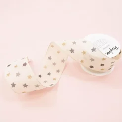 Cinta Estampada Estrellitas Crema Rayher 40mm