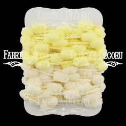 Cintas de pompones amarillo y crema Fabrika Decoru