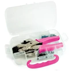Crop-A-Dile Rosa, con estuche y 100 ojales
