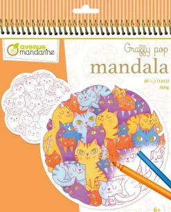 Cuaderno de Colorear Graffy Pop Mandala Gatos Avenue Mandarine