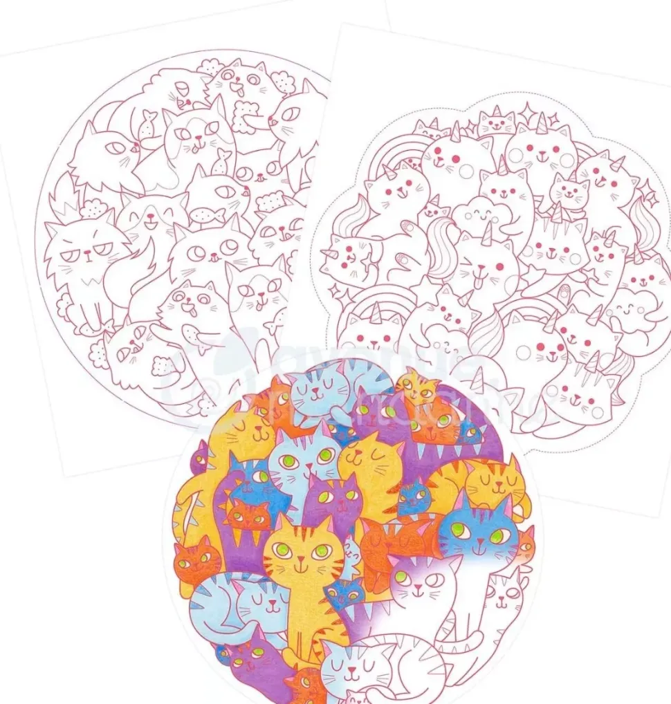 Cuaderno de Colorear Graffy Pop Mandala Gatos Avenue Mandarine