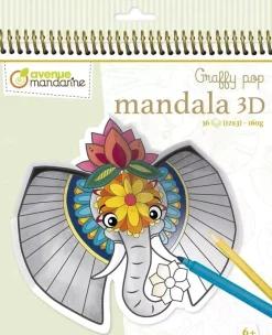 Cuaderno de Colorear Graffy Pop Mandala 3D Animales Avenue Mandarine