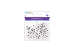 Cuentas Blancas con Abecedario en Negro MultiCraft 6mm
