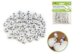 Cuentas de Madera Blanco Abecedario MultiCraft 10mm
