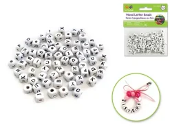 Cuentas de Madera Blanco Abecedario MultiCraft 8mm