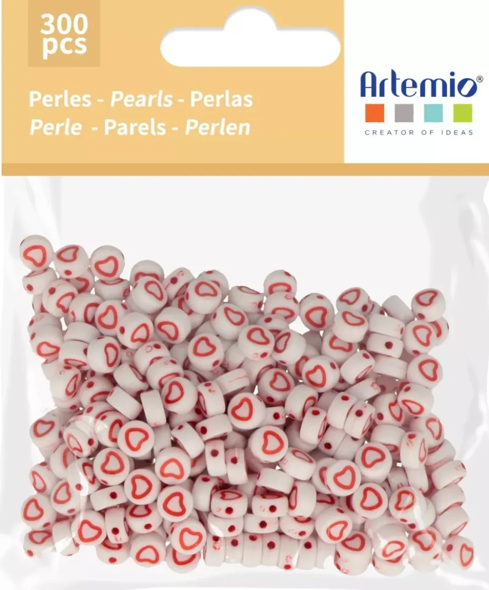 Cuentas de Plástico con Corazones Rojos Artemio 7mm