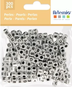 Cuentas de Plástico con Letras Blancas Artemio 6mm