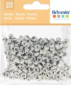 Cuentas de Plástico con Números Blanco Artemio 7mm
