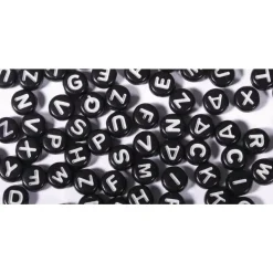 Cuentas de Plástico Negro Abecedario Rayher 40g