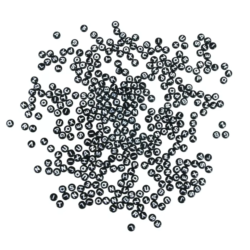 Cuentas de Plástico Negro Abecedario Rayher 6mm