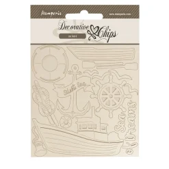 Die-cuts de chipboard Barco Silent Sea Stamperia