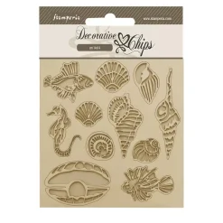 Die-cuts de chipboard Conchas y Peces Songs Of The Sea Stamperia