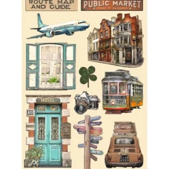 Die-cuts de madera Art of Travelling Stamperia