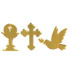 Die-Cuts De Metacrilato Paloma, Cruz y Cáliz Dorado Dayka