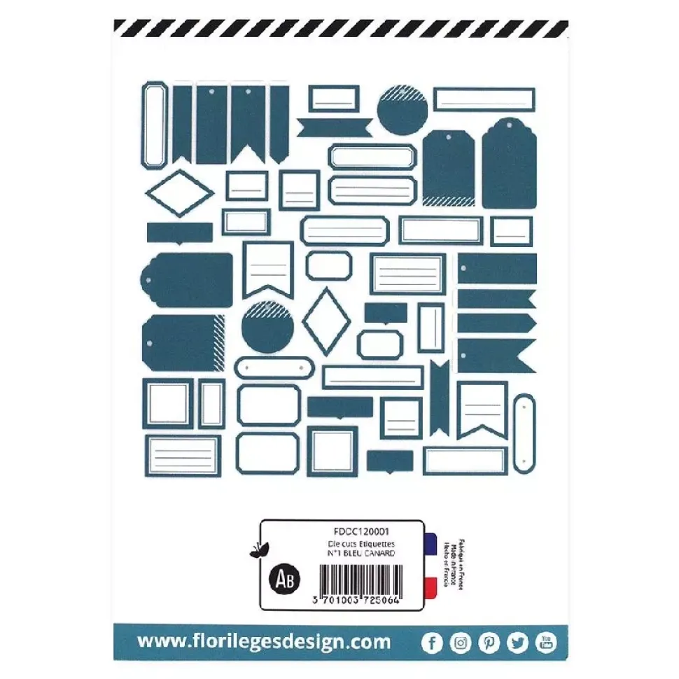 Die-cuts Etiquetas Azul cerceta Yellow Florilèges Design
