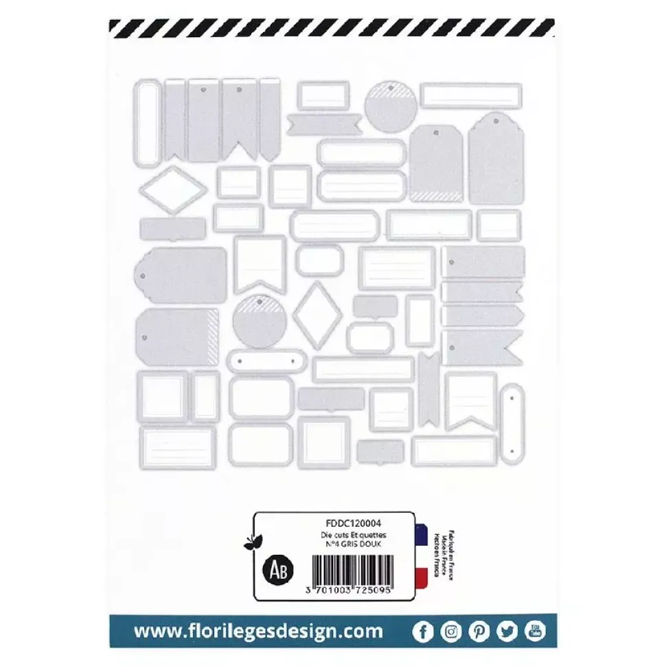 Die-cuts Etiquetas Gris claro Yellow Florilèges Design