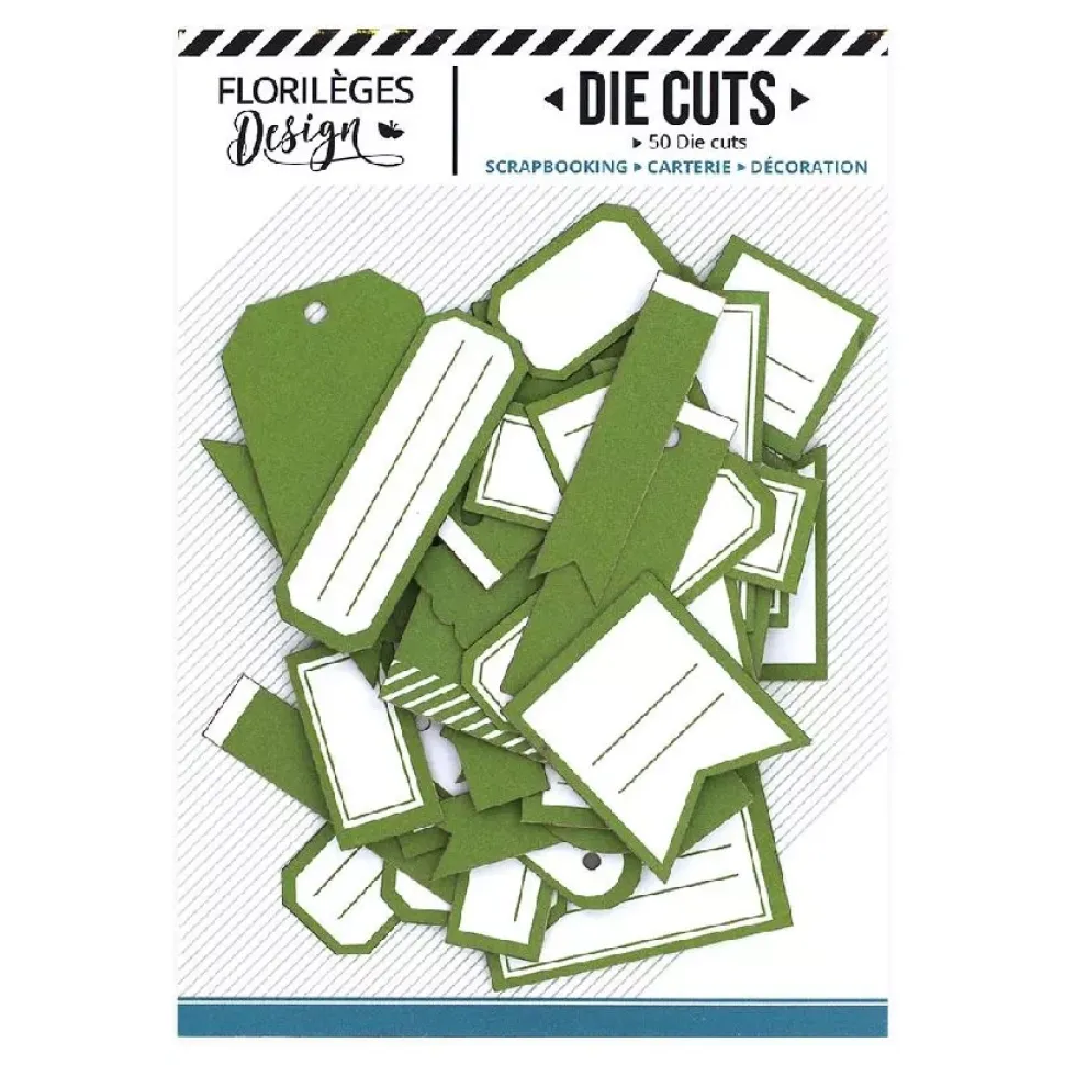 Die-cuts Etiquetas Verde follaje Yellow Florilèges Design