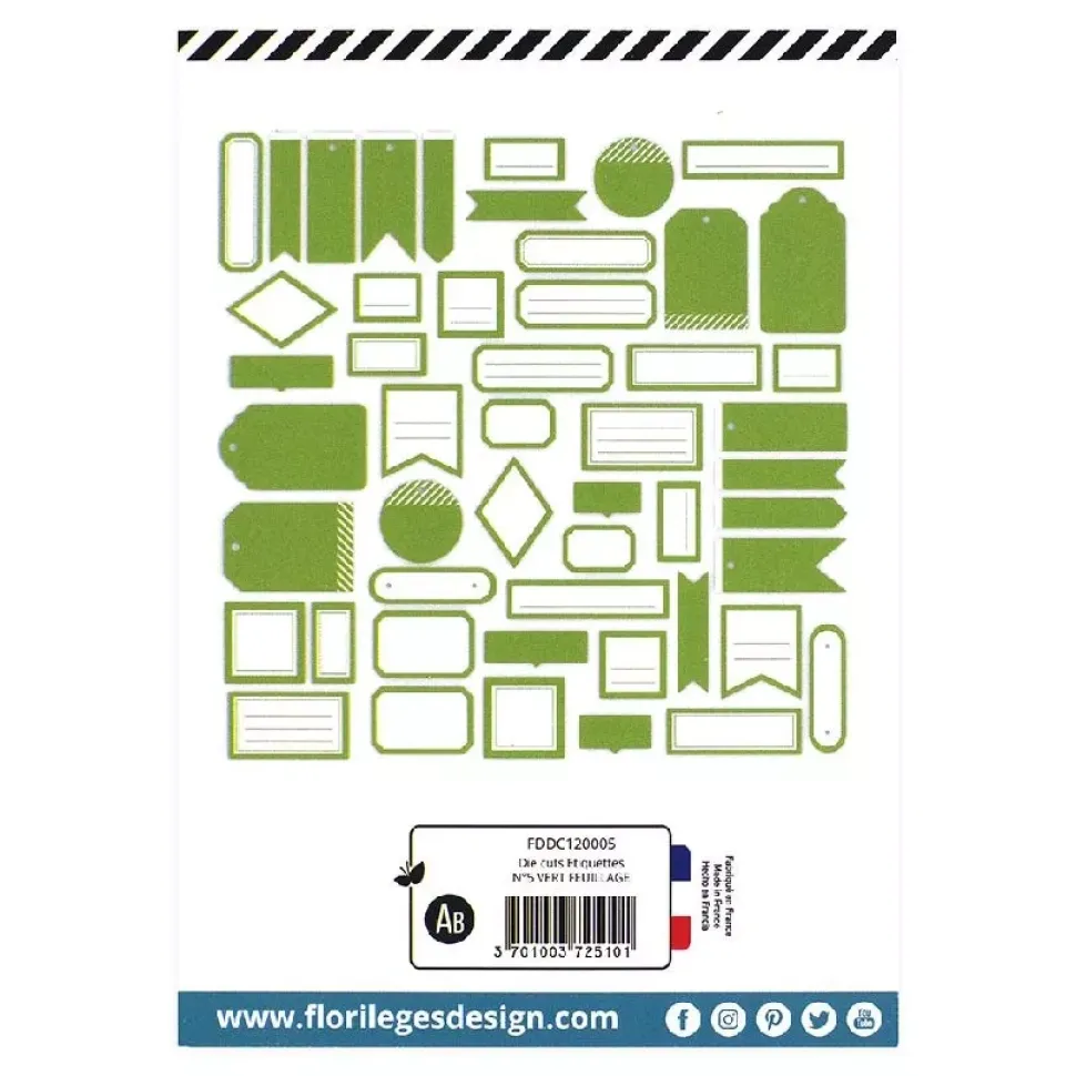 Die-cuts Etiquetas Verde follaje Yellow Florilèges Design