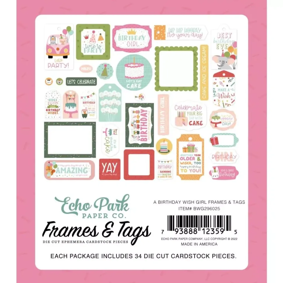 Die-Cuts Frames & Tags A Birthday Wish Girl Echo Park