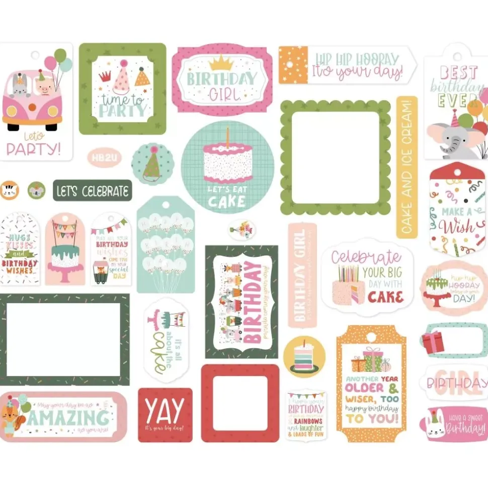 Die-Cuts Frames & Tags A Birthday Wish Girl Echo Park